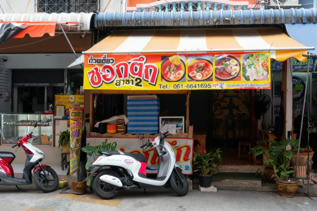 Cheap noodle dishes at a Shanghai food court ideal for budget dining