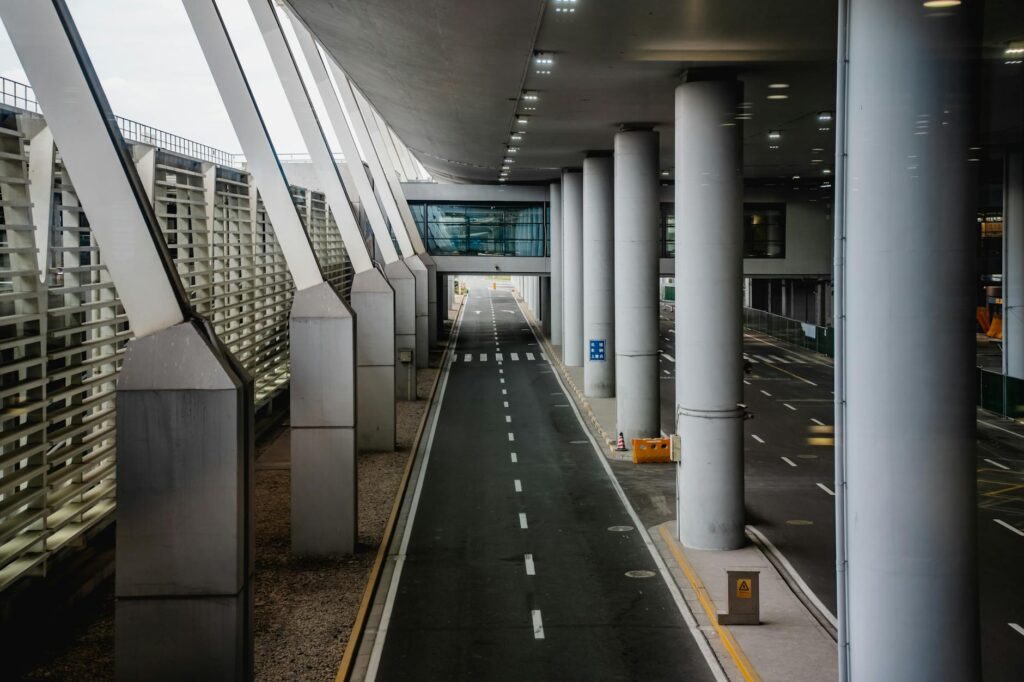 Shanghai Pudong International Airport arrivals hall for incoming tourists