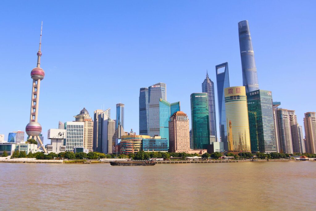 Shanghai summer skyline with hot humid weather conditions for visitors