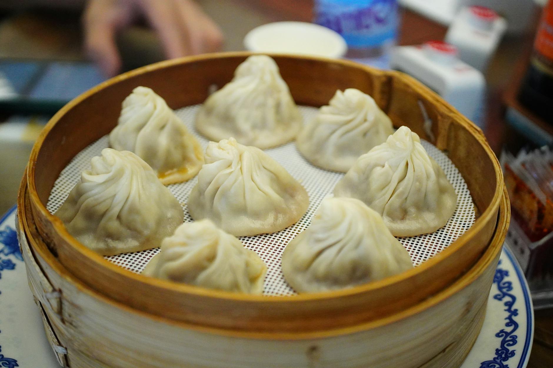 Best xiaolongbao Shanghai traditional bamboo basket steamed dumplings