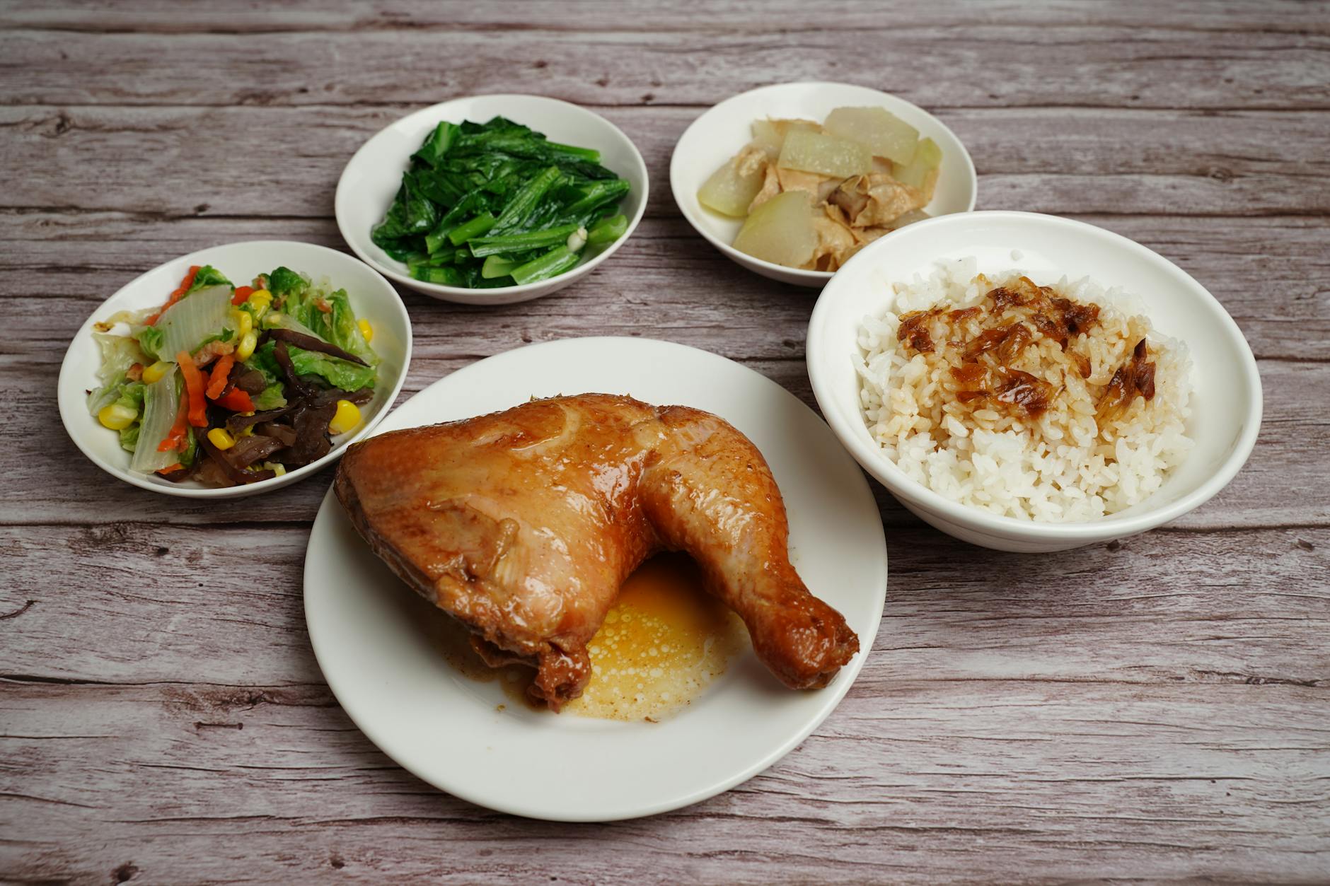 Cheap eats in Shanghai affordable rice plate with chicken and vegetables