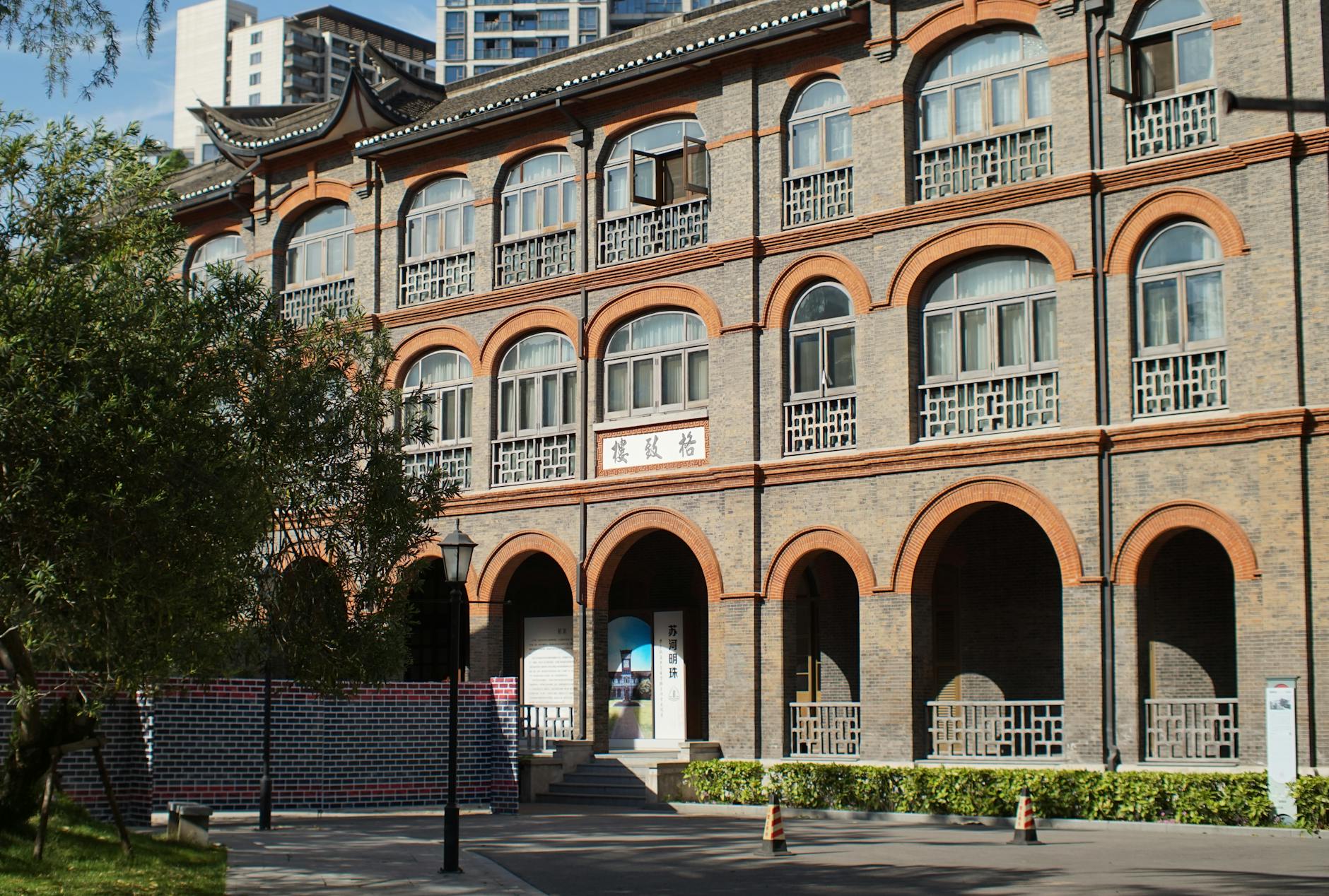 History of Shanghai old historic architecture brick facade