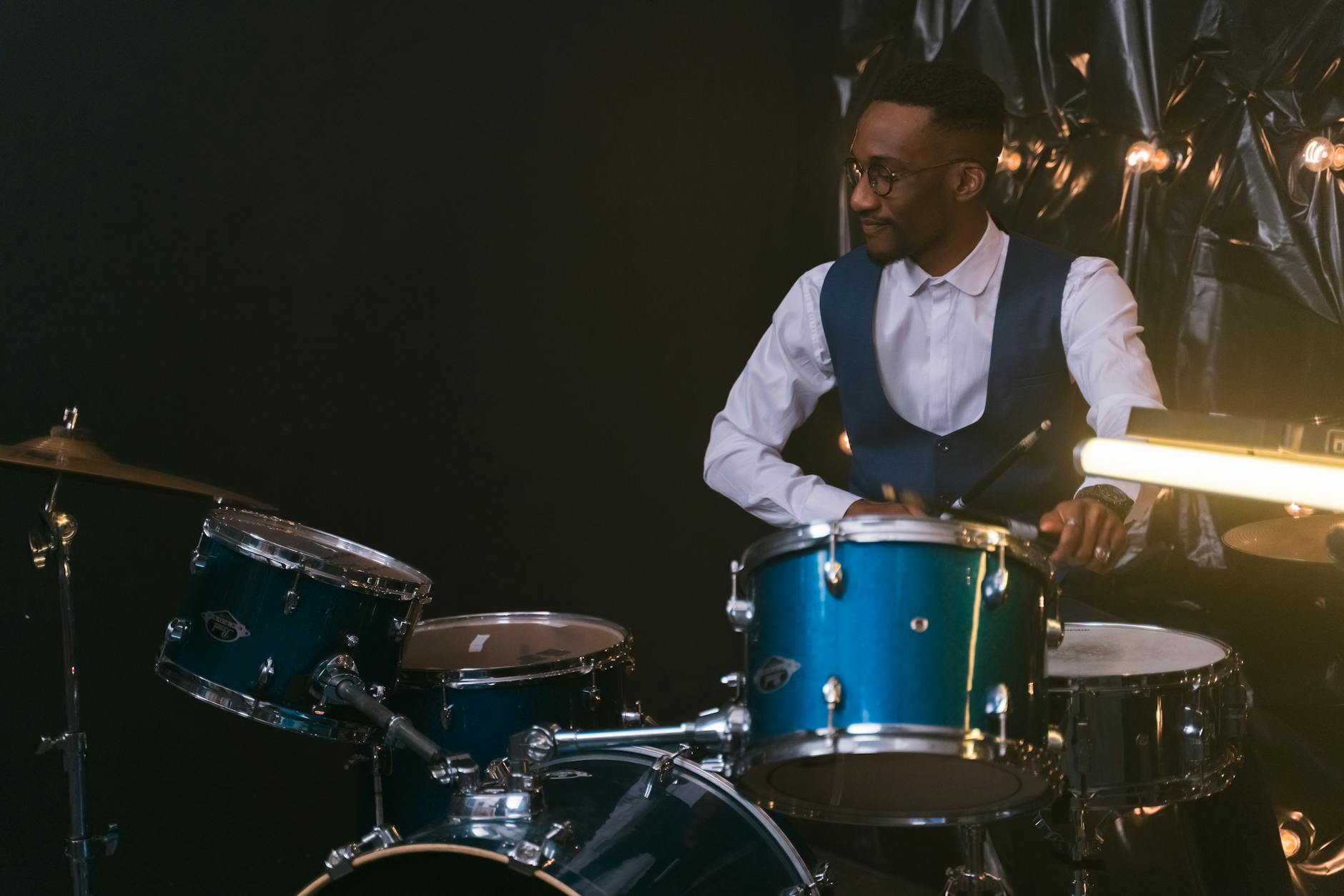 Shanghai jazz bars drummer performing live music
