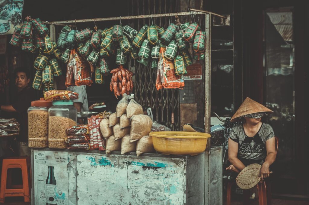 Shanghai markets haggling vibrant Asian street market stall