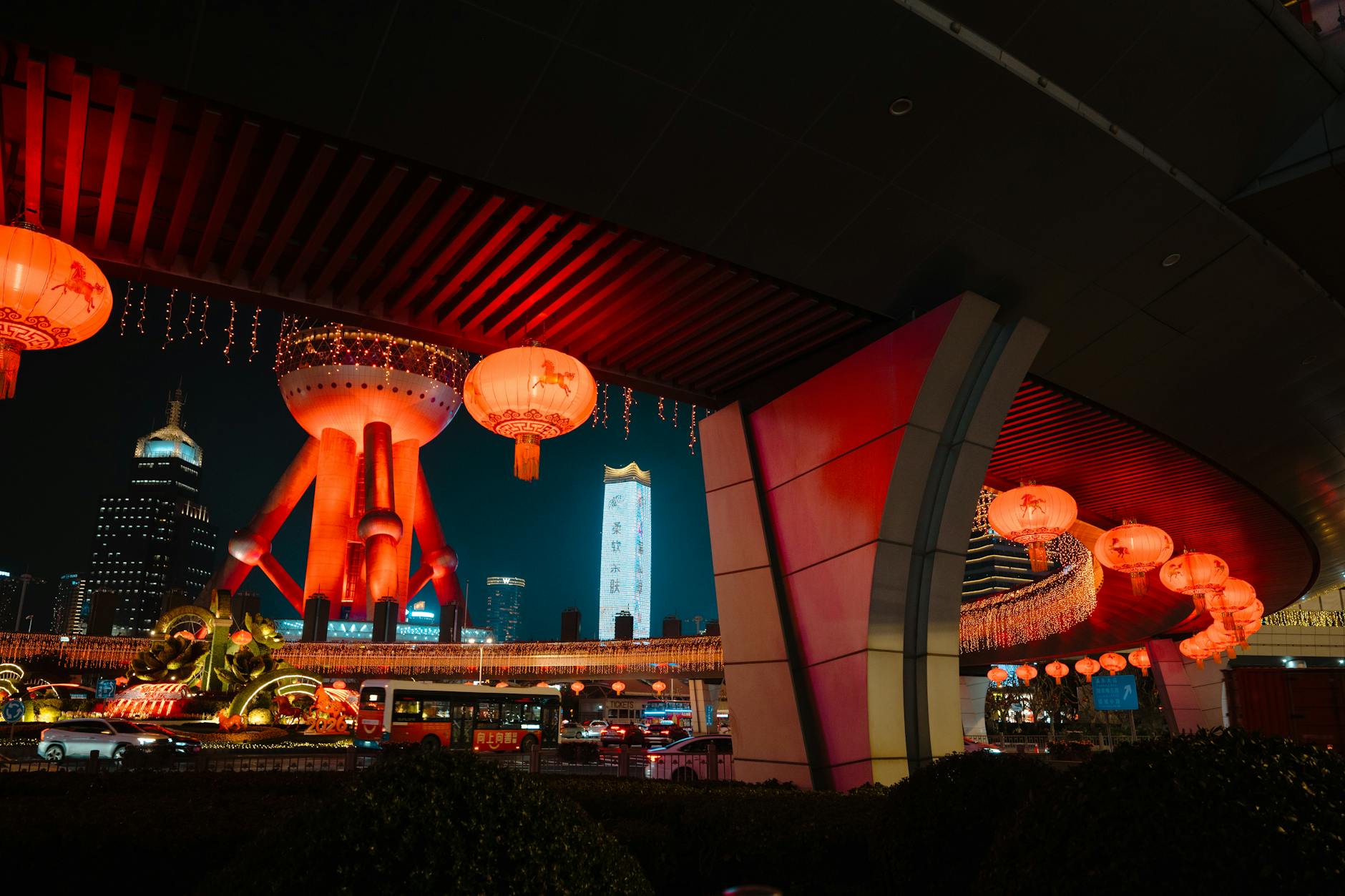 Traditional Chinese red lanterns symbolizing Shanghai cultural heritage
