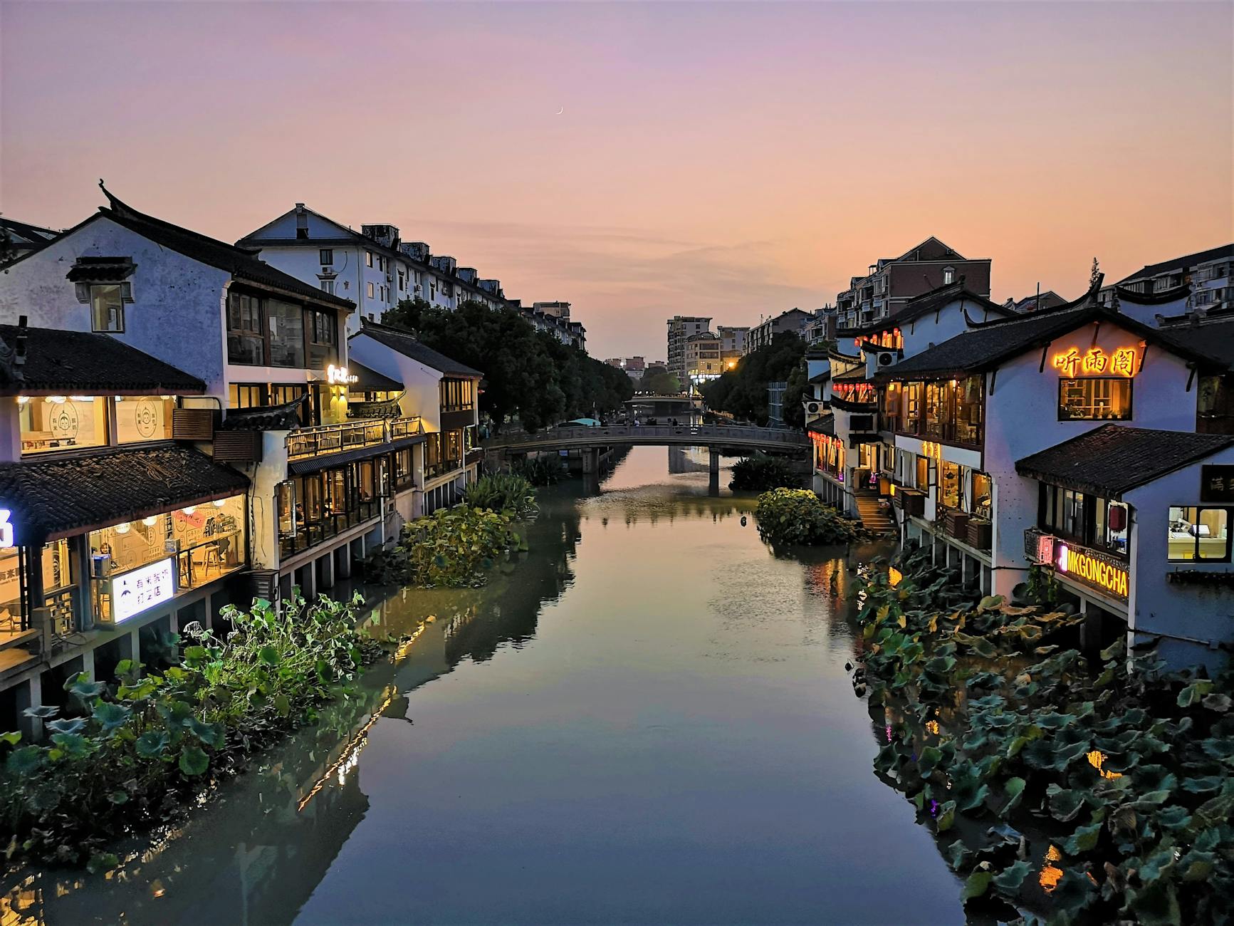 Zhujiajiao twilight water town Shanghai serene scene