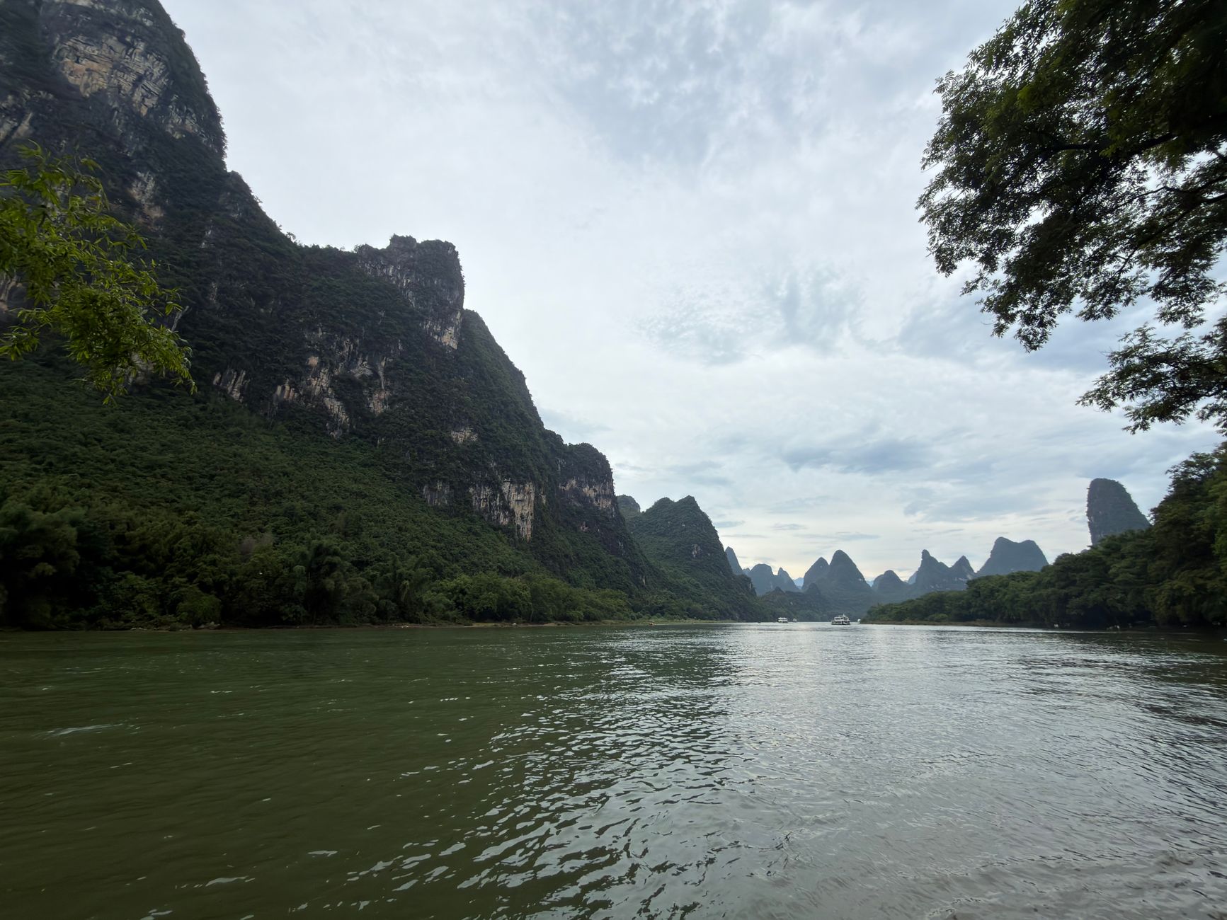 Karst mountains rising above the Li River near Guilin in southern China